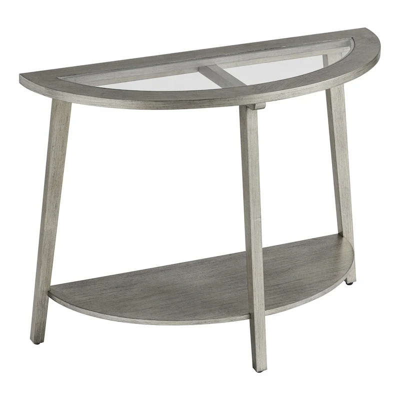 COSIEST Champagne Round Solid Wood Tempered Glass Coffee Table