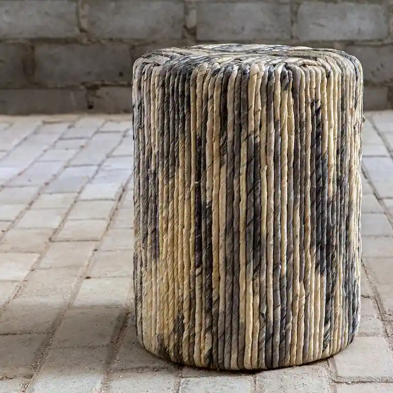 Woven Banana Leaf Accent Stool