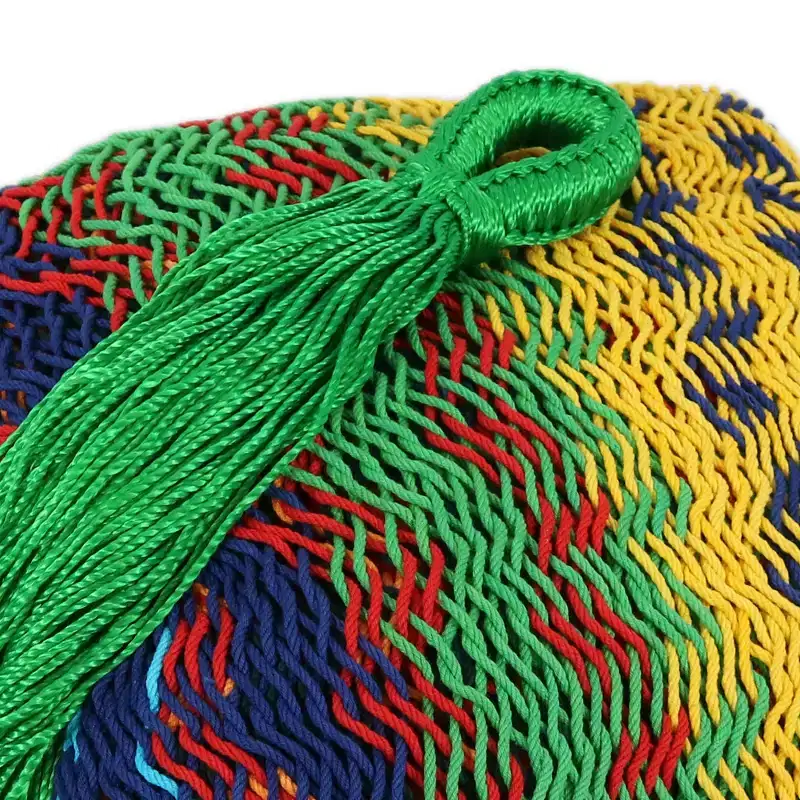 HomeRoots Green Red And Yellow Striped Double Hammock