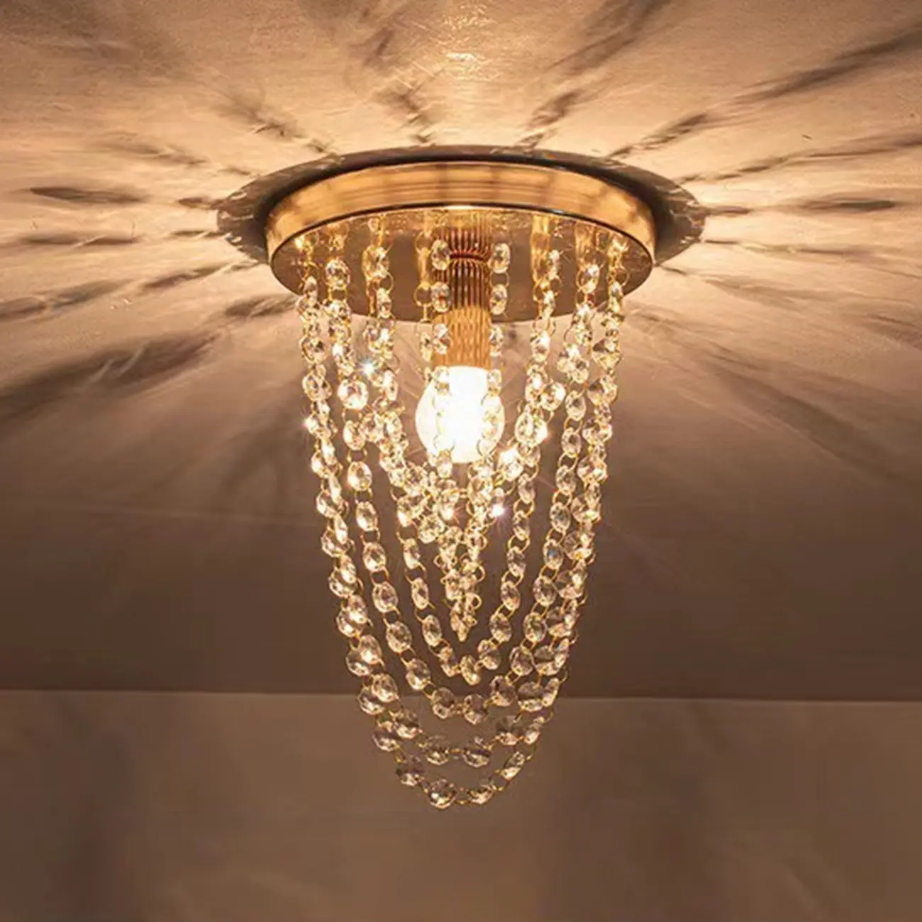 Geometric Crystal Flush Ceiling Light Fixture for Living Room