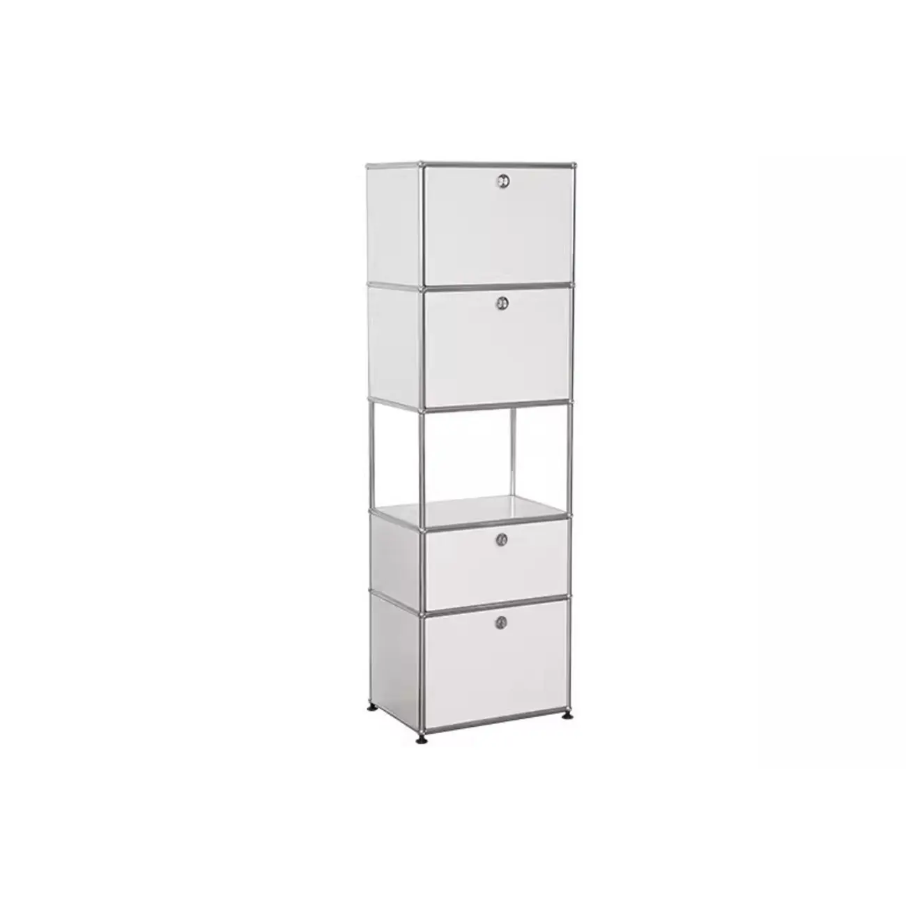 Modern Steel Nightstand with Drawer and Open Shelf