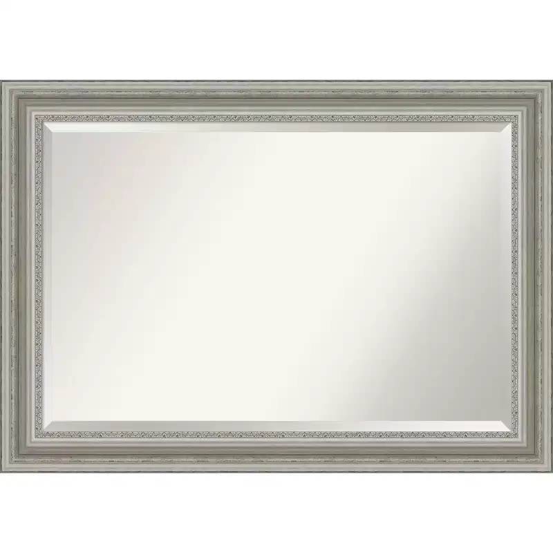 42" x 30" Parlor Framed Wall Mirror Silver - Amanti Art