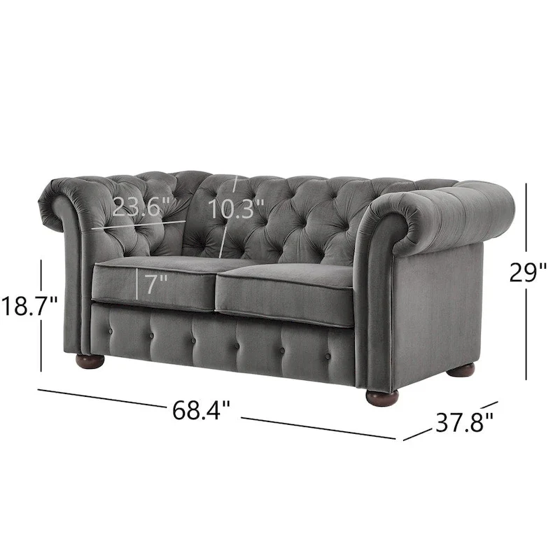 Knightsbridge Tufted Scroll Arm Chesterfield Loveseat by iNSPIRE Q Artisan