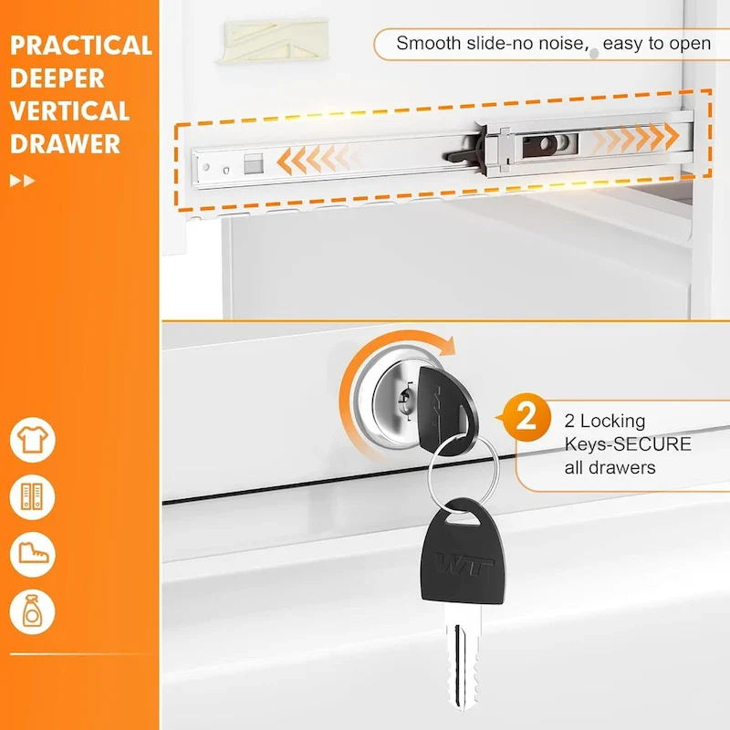 2-Drawer Metal Lateral Filing Cabinet with Lock