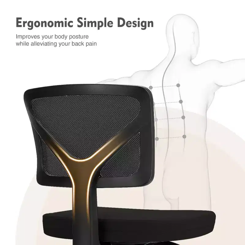 JIONJOY Armless Mesh Office Chair - Adjustable Height Rolling Desk Chair for Small Space, Dorm, Home Office