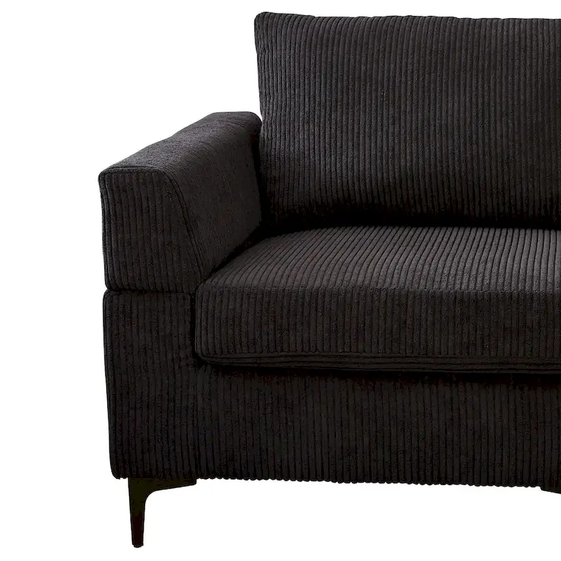 HOOOWOOO Living Room L-Shaped Polyester Fabric Reversible Chaise Sofa