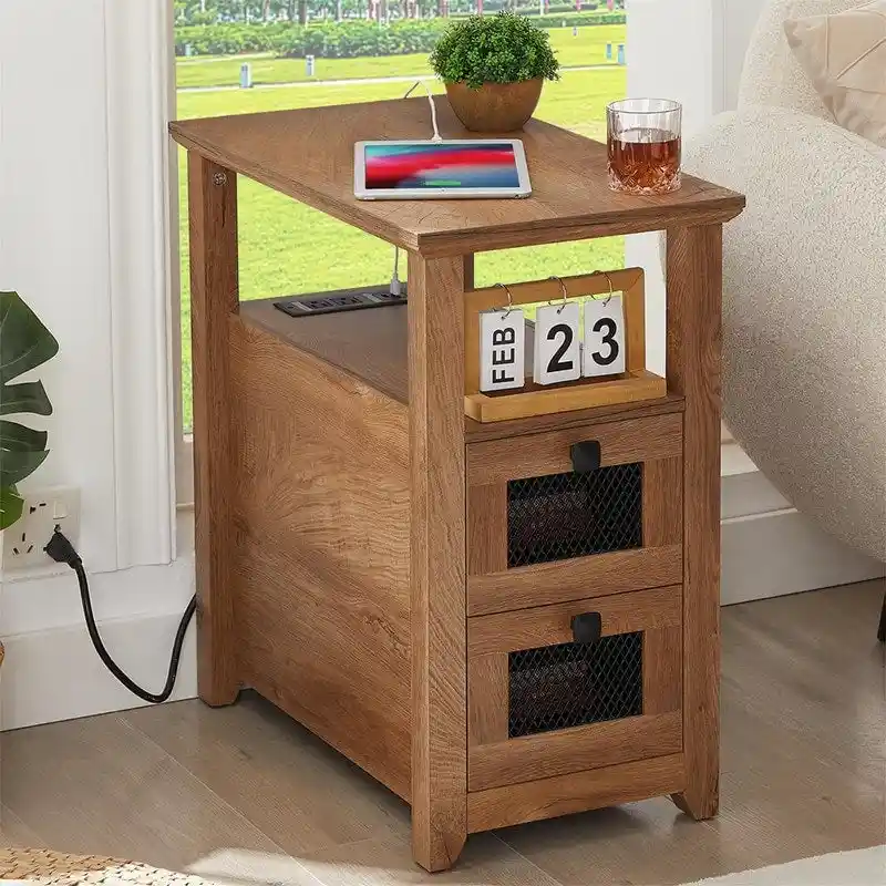 End Table with Charging Station - 13.78D x 23.6W x 24.8H