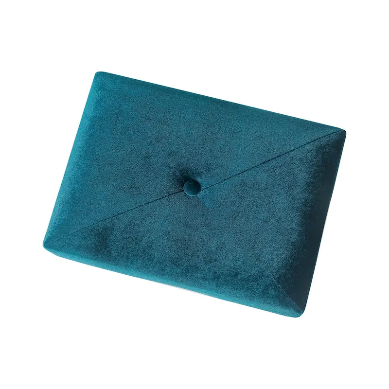 Velvet Tufted Foot Stool Ottoman – Blue / Dark Green / Paintings, Single