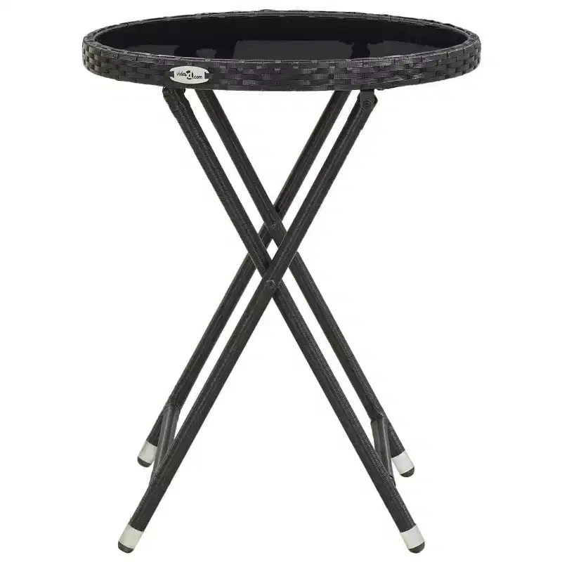 vidaXL Patio Bistro Set Bistro Table 3 Piece Poly Rattan and Tempered Glass