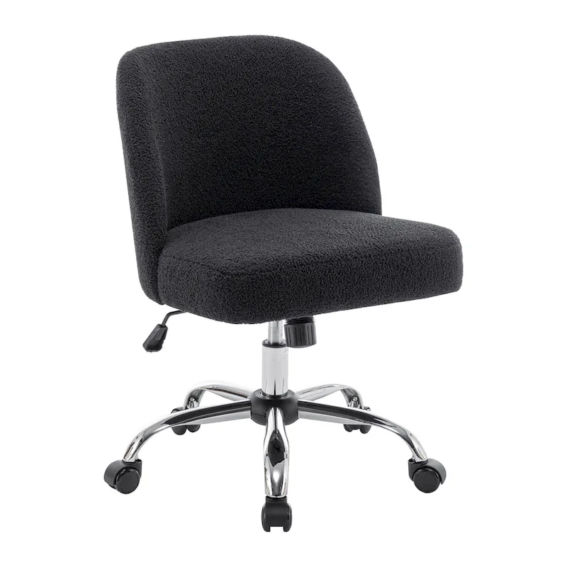 Peli Sherpa Fabric Armless Office Chair with Steel Roller Casters