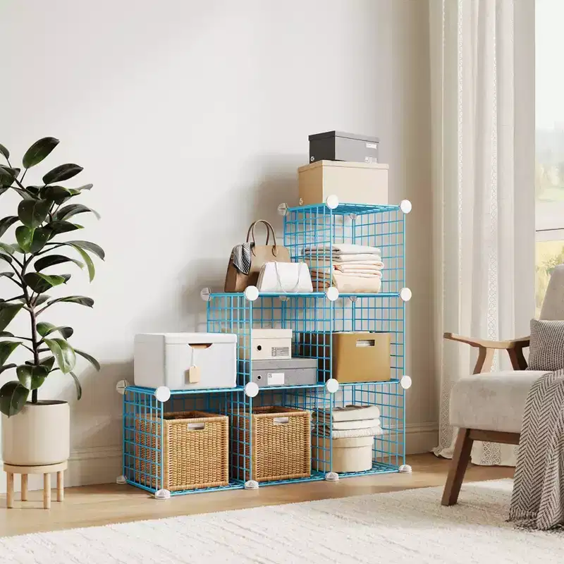 Heavy-Duty 6-Cube Modular Metal Wire Storage Organizer, DIY Expandable Shelving, Sturdy for Entryway/Closet/Bedroom/Office