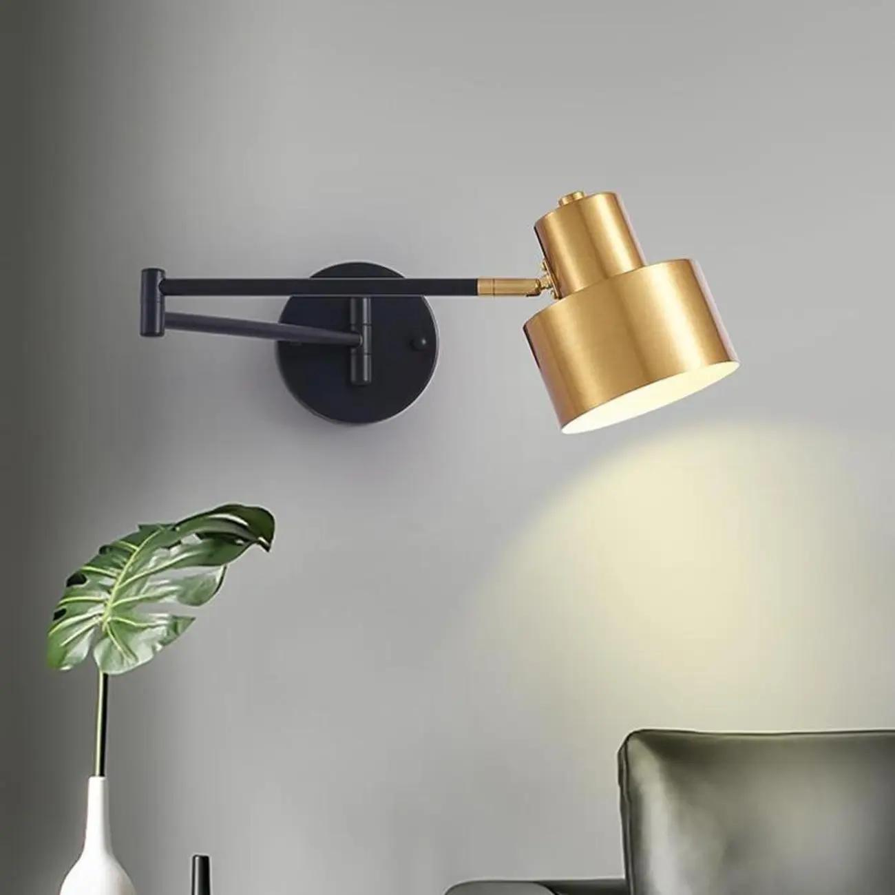 Modern Metal Hemisphere Shade Swing Arm Wall Light
