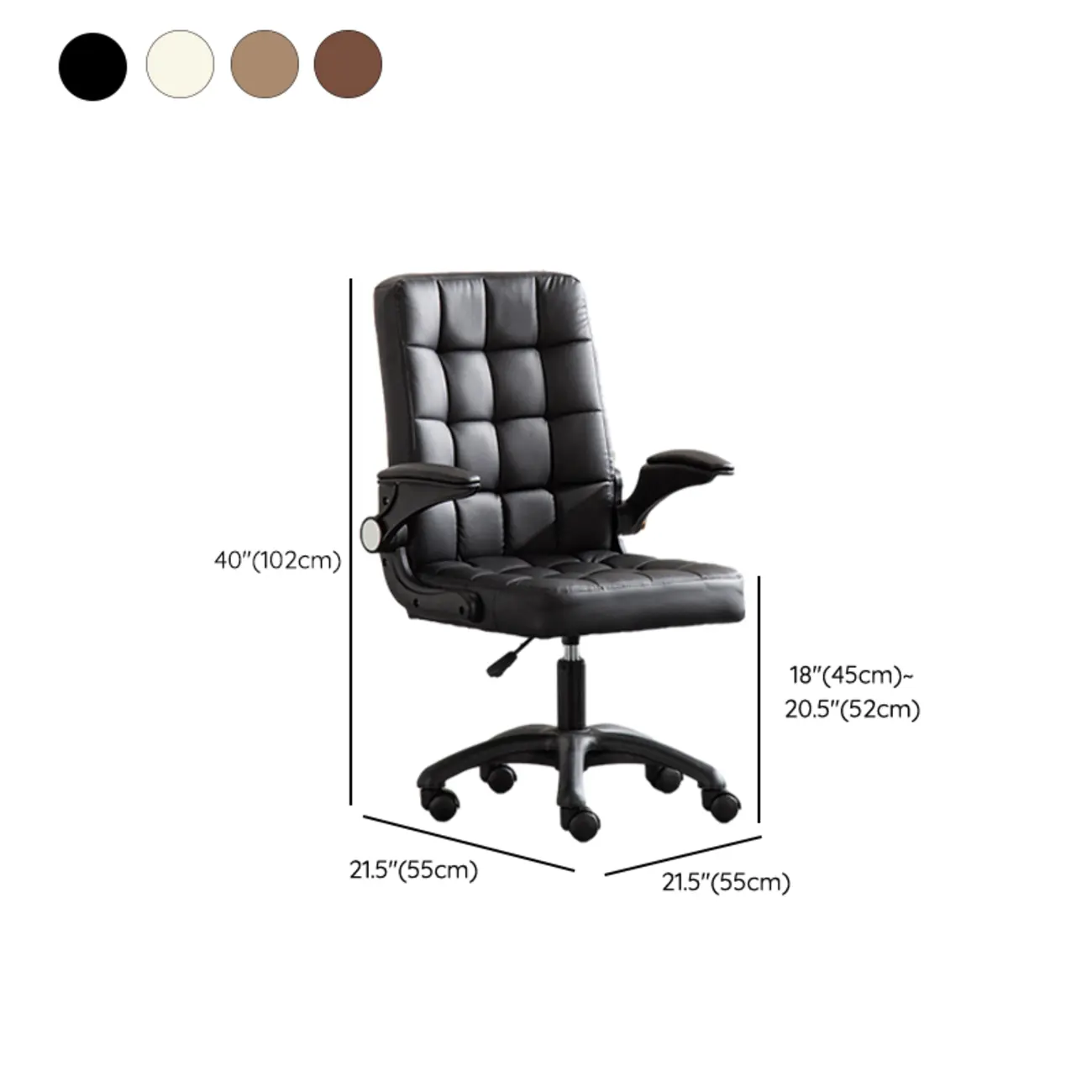 Tufted Brown Faux Leather Adjustable Swivel Office Chair
