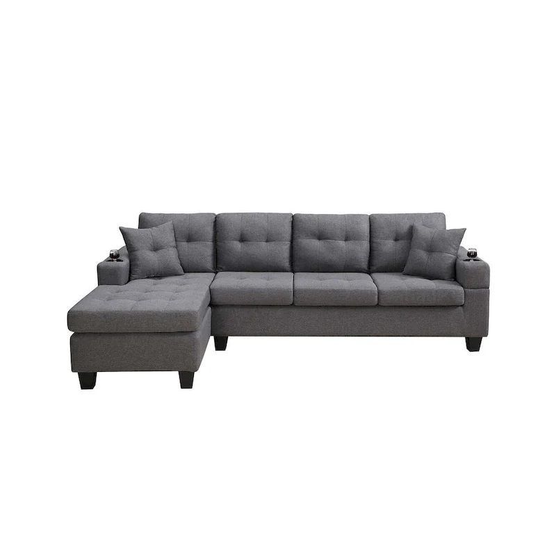 Living room sofa with convertible chaise longue