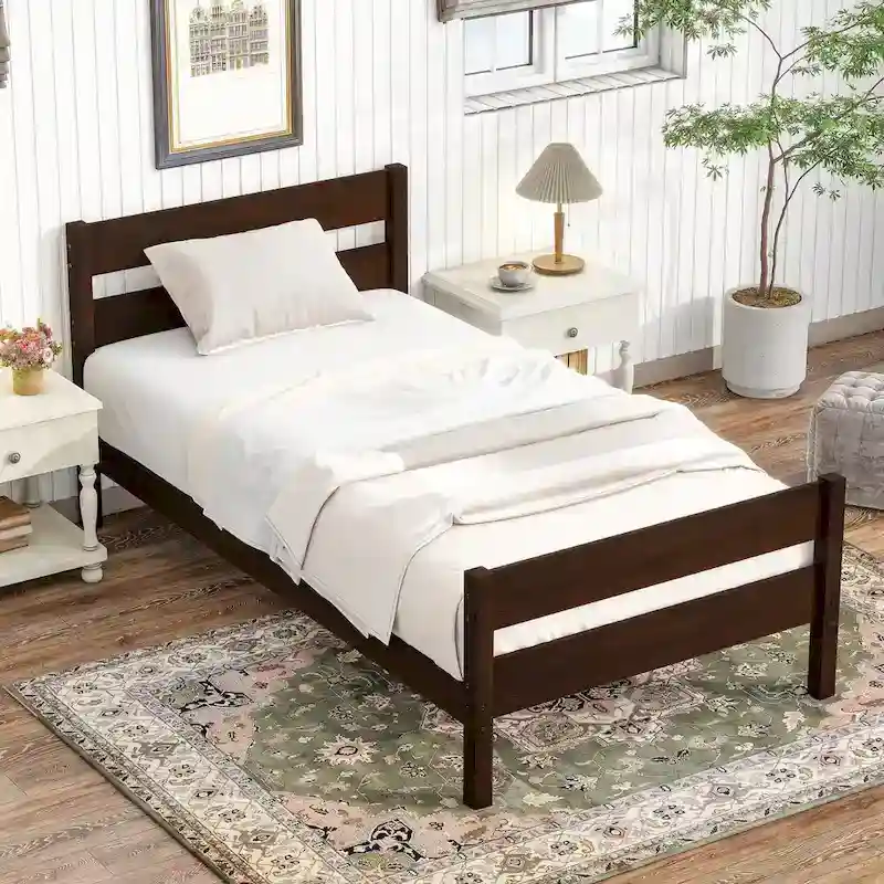 Twin Bed with Headboard and Footboard – Espresso