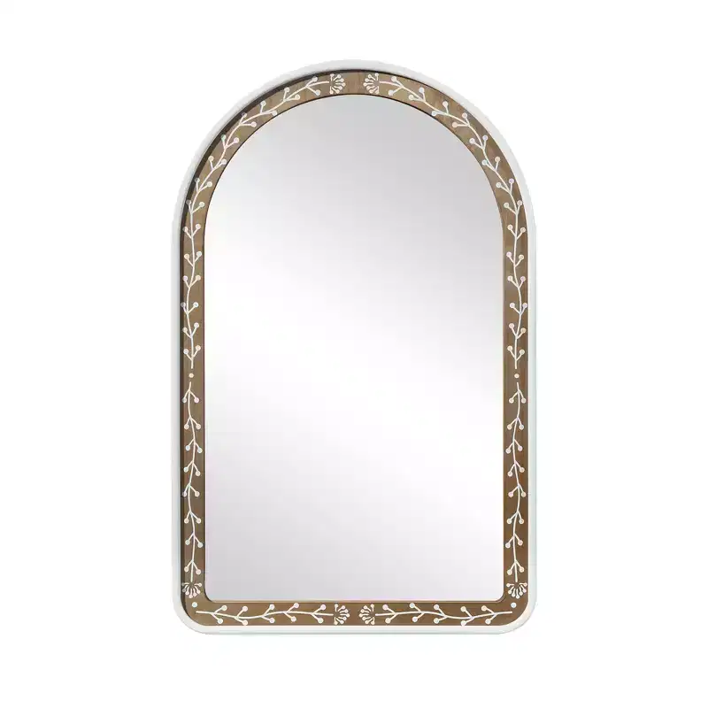 Holli Furniture Metal and Wood Wall Mirror Brown