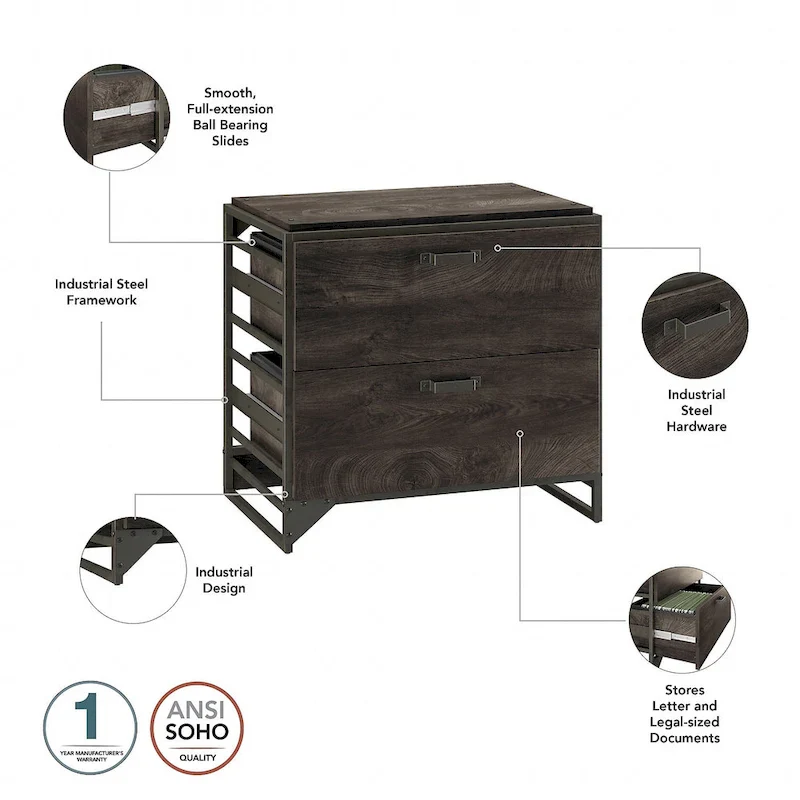 Lateral File Cabinet in Rustic Grey