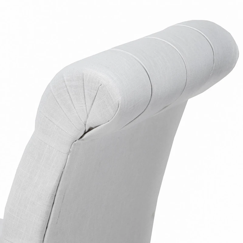 Feni Dining Parsons Chair Set of 2, Tufted Rolled, Off White Linen