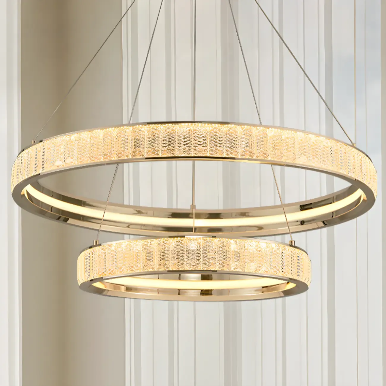Luxury Gold Ring Crystal Elegant LED Chandelier