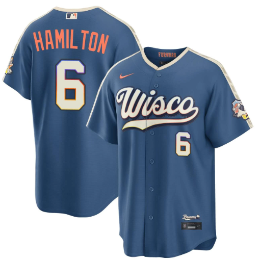 David Hamilton Milwaukee Brewers Mineral Blue 2026 City Connect Stadium Jersey