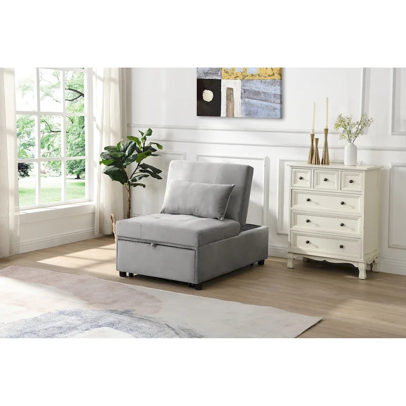 Folding Ottoman Sofa Bed-Gray