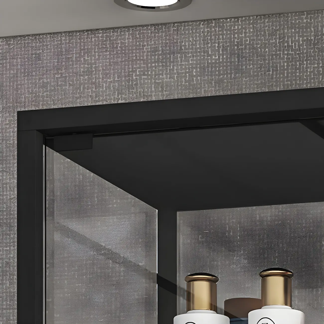 Modern Gold Glass Shelf Display Standard Curio Cabinet