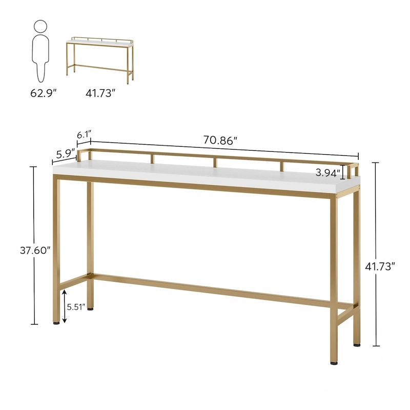 70.9 Extra Long Sofa Console Table, Behind The Couch Table Narrow Entryway Table