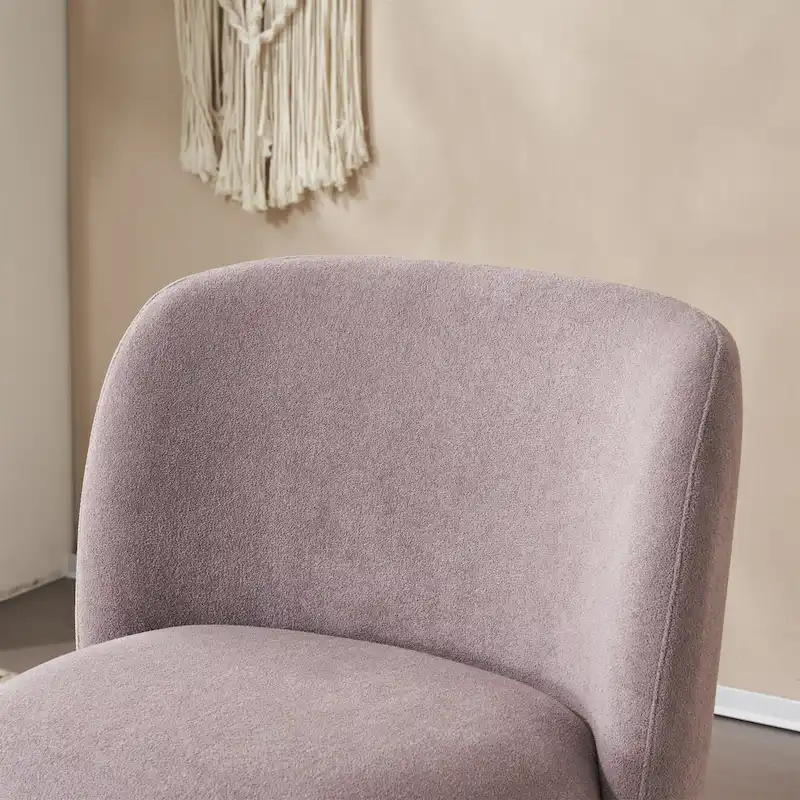 '- Eliana Modern Teddy Fabric Accent Chair with Curved Backrest and Legs