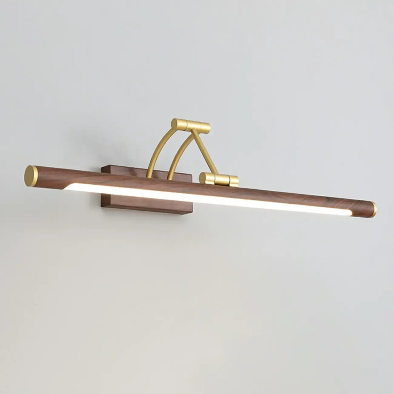 Modern Wood LED Tubular Vanity Light with Swing Arm