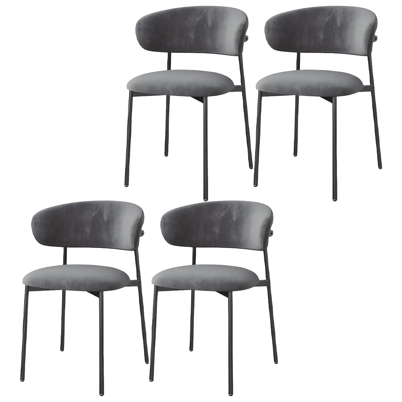 Scandinavian Velvet Upholstered Dining Room Chairs Set of 4