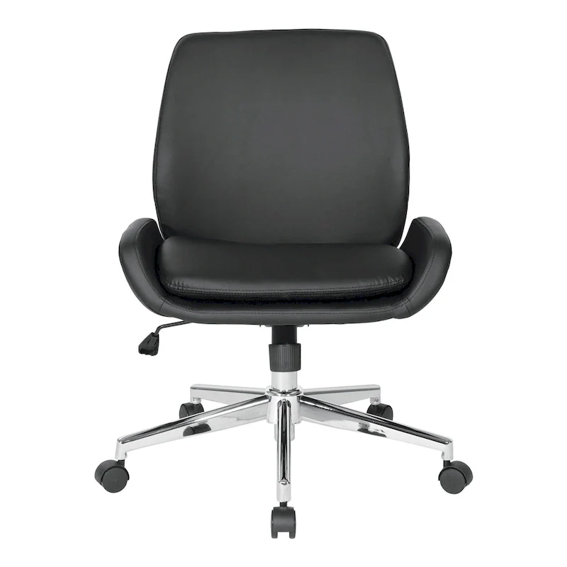 Office Chair with Faux Leather and Chrome Finish Base