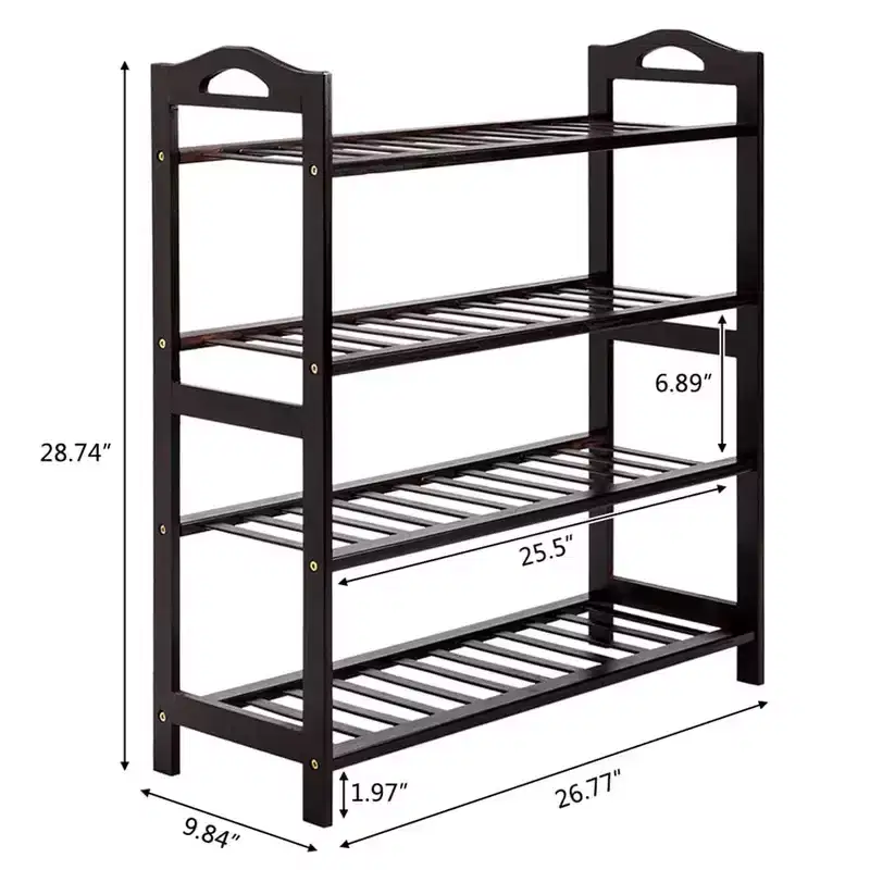 4 Tiers Multipurpose For ShoesBamboo Shoe Rack Towels Books Small Appliances
