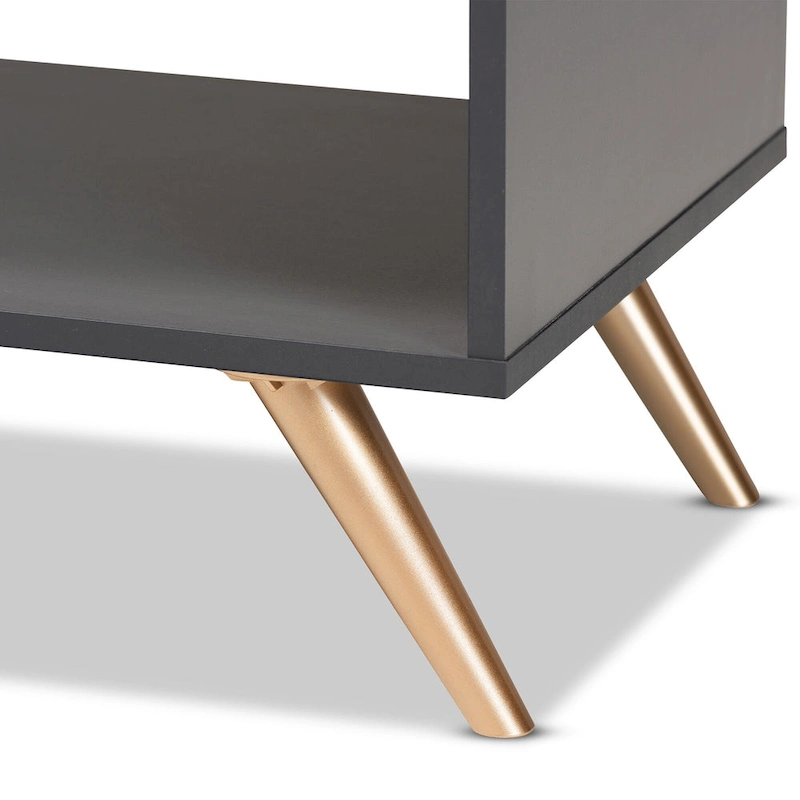 Kelson Modern Dark Grey and Gold Finished Wood Coffee Table