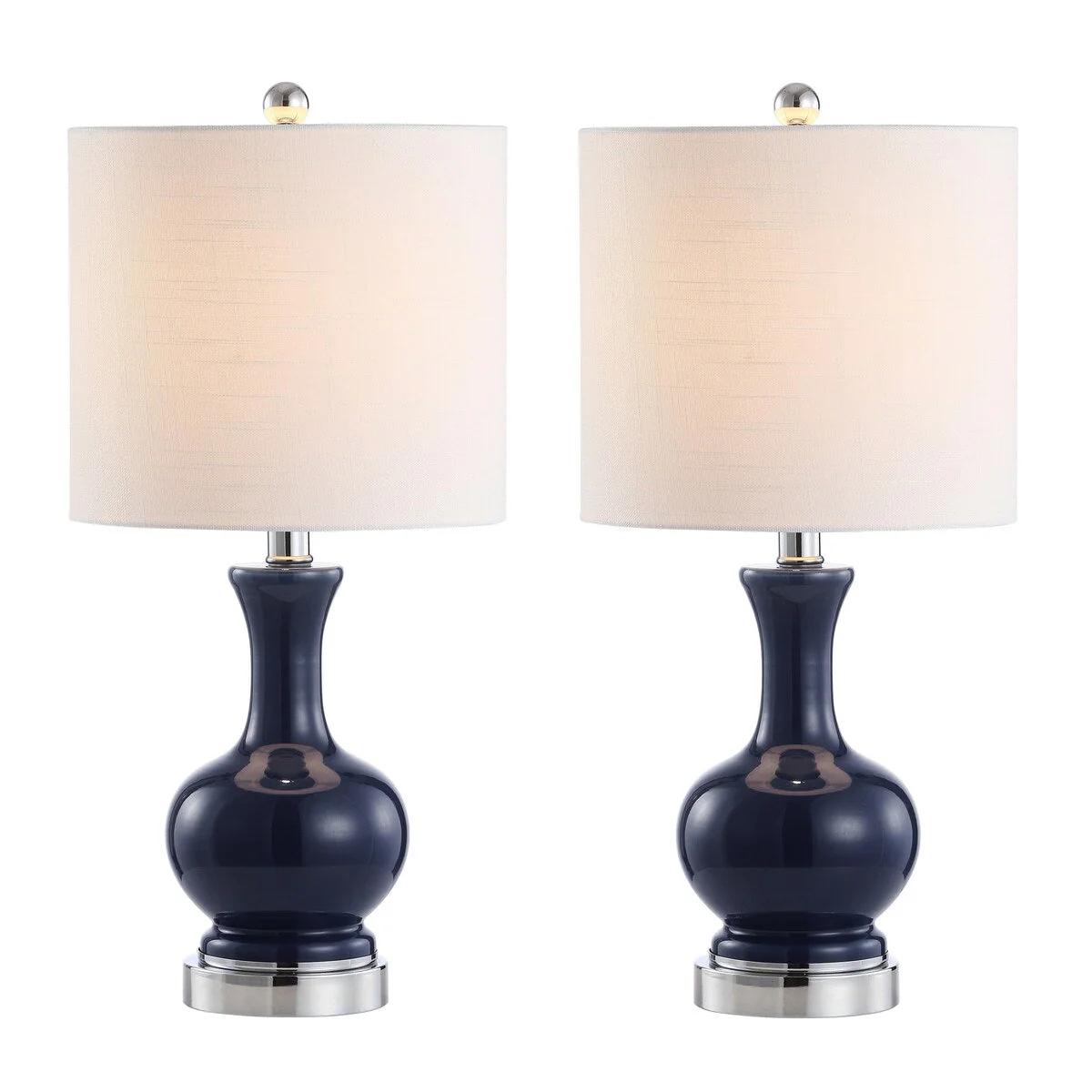 Vermont 22 Glass/Metal LED Table Lamp, White (Set of 2) by JONATHAN Y