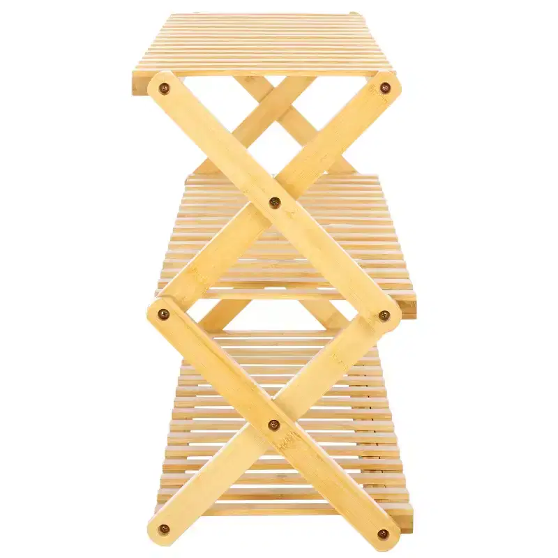 Acheta 3 Tier Shoe Shelf - Natural - Safavieh