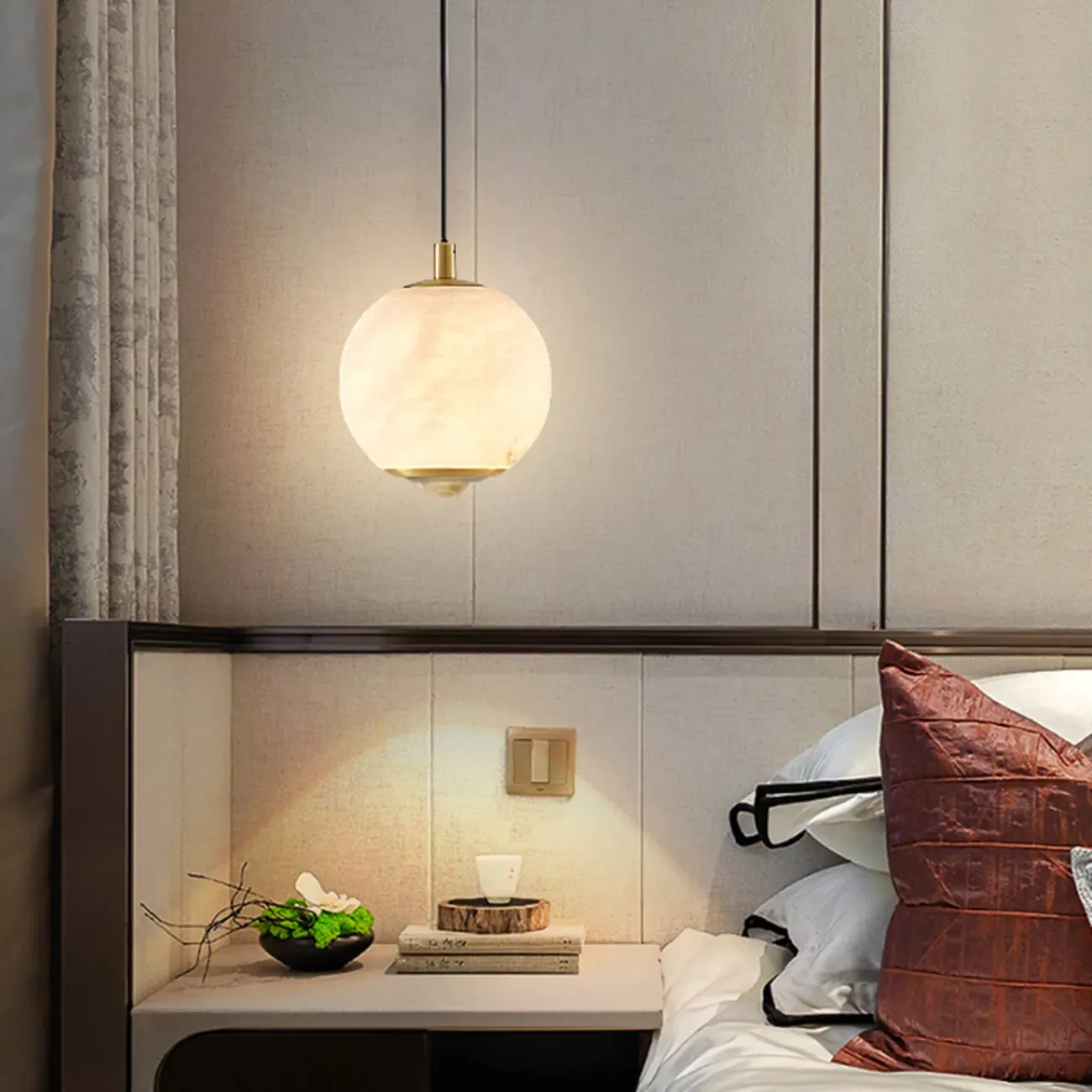 Modern Gold Globe Alabaster Kitchen Pendant Lighting