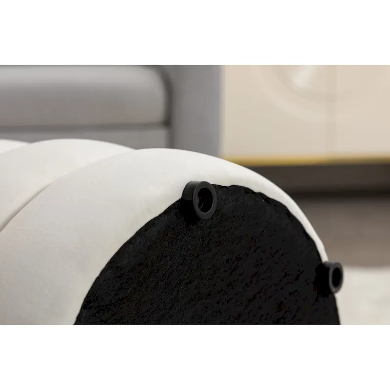 Soft Velvet Round Ottoman Footrest Stool