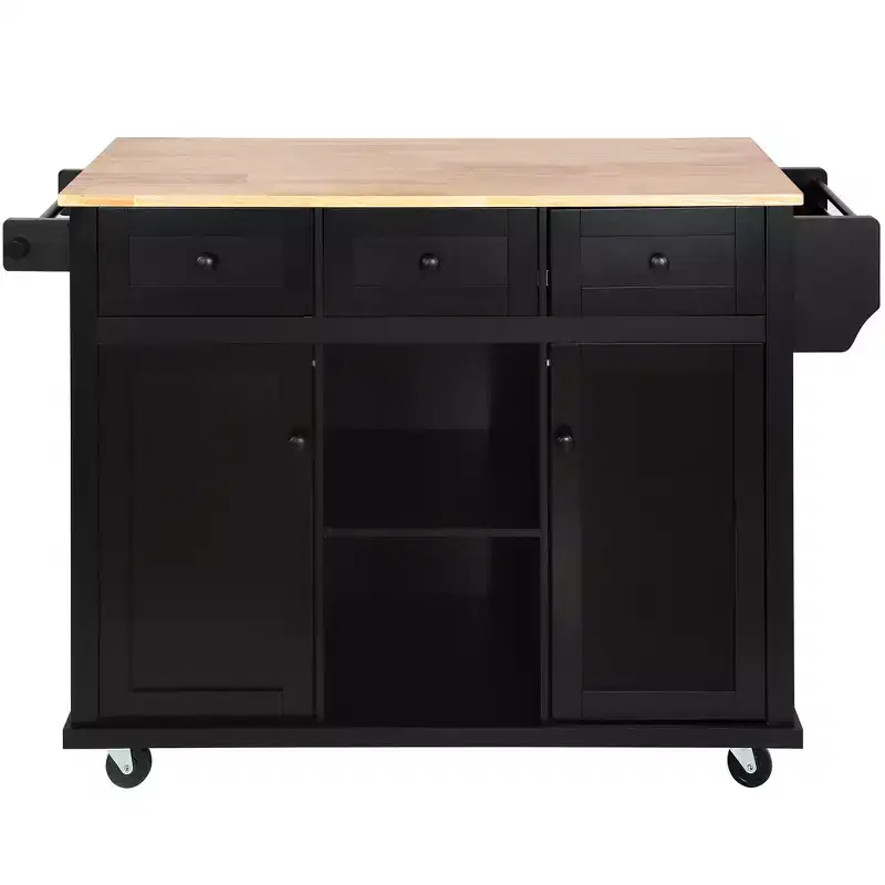 Whisen Modern Kitchen Island with Spice Rack and Towel Holder