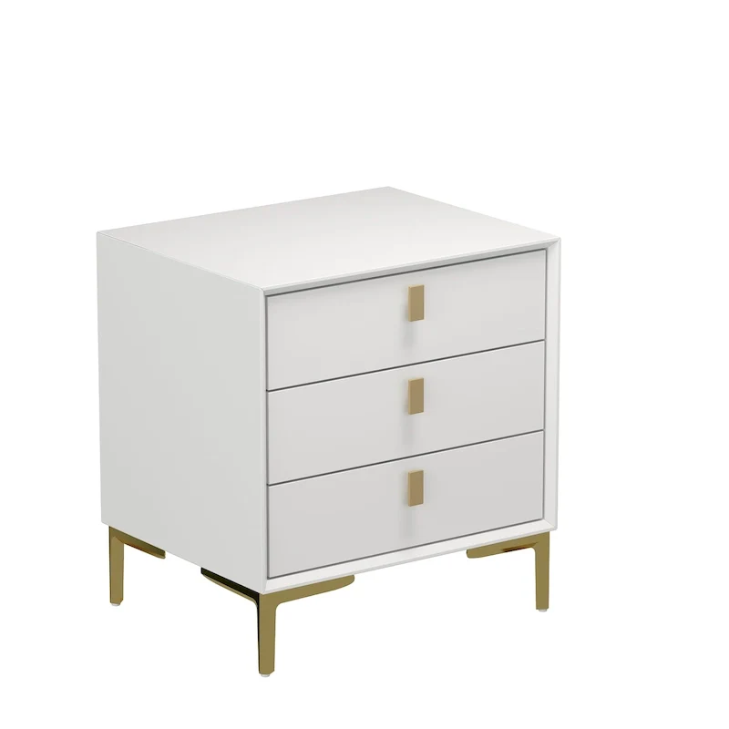 Natural Mid-Century Modern 3-Drawer Nightstand Bedside Table
