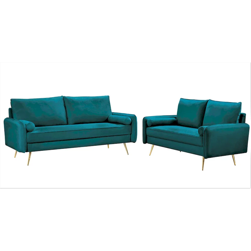 Villeda Velvet Mid-century modern 2PCS living room set