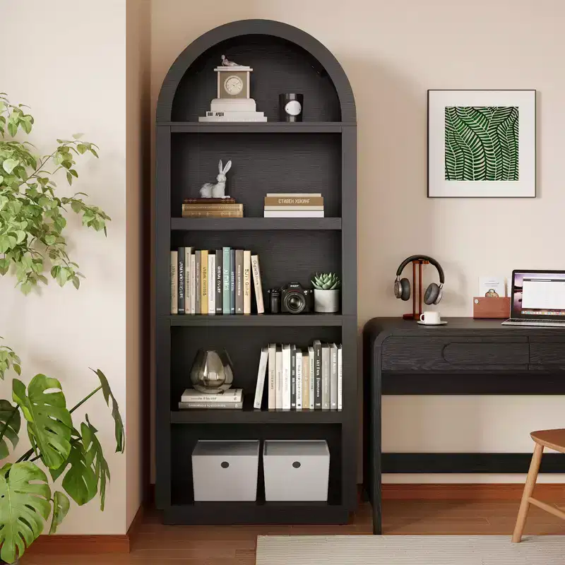 Bestier 76 inch Tall Bookshelves, 5-Shelf Arched Bookcase with Open Front Storage Shelves, Utility Storage Shelves