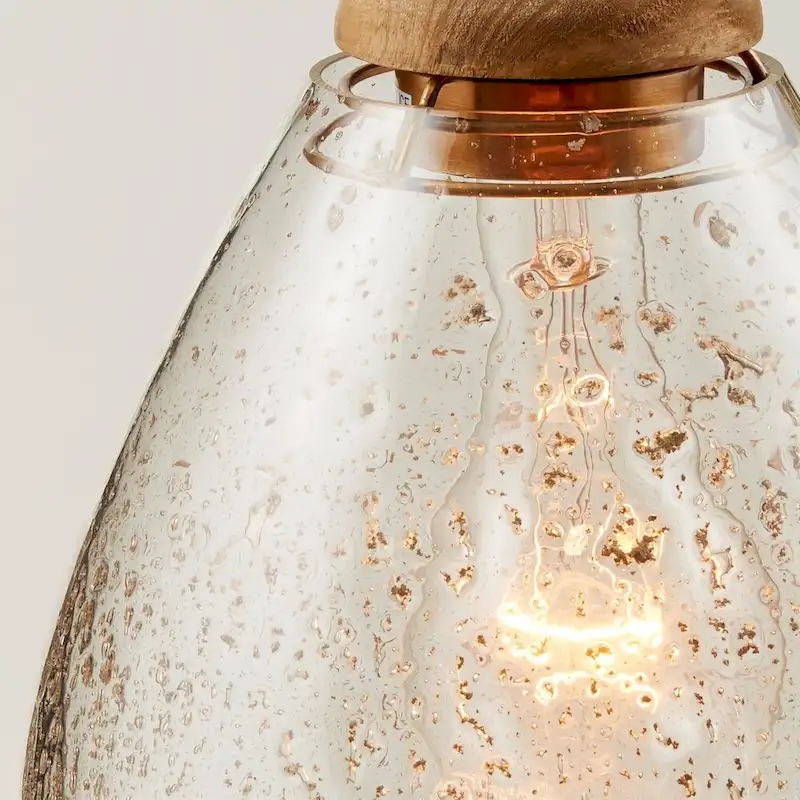 1-light Light Wood/Glass Pendant