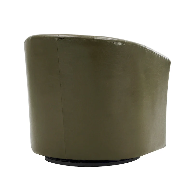 Swivel Barrel Accent Chair - Faux Leather Single Seat