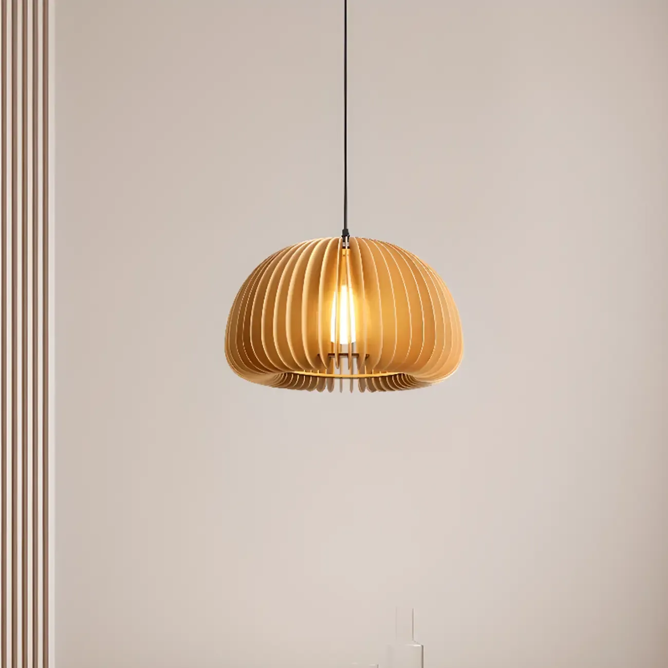 Modern Wooden Pendant Light with Shade for Home Decor