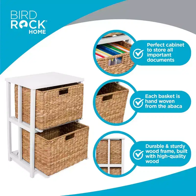 BirdRock Home Seagrass 2-Tier File Cubby Cabinet - Natural