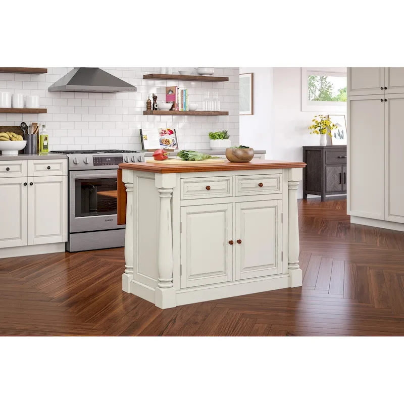 Off-White Wood Kitchen Island