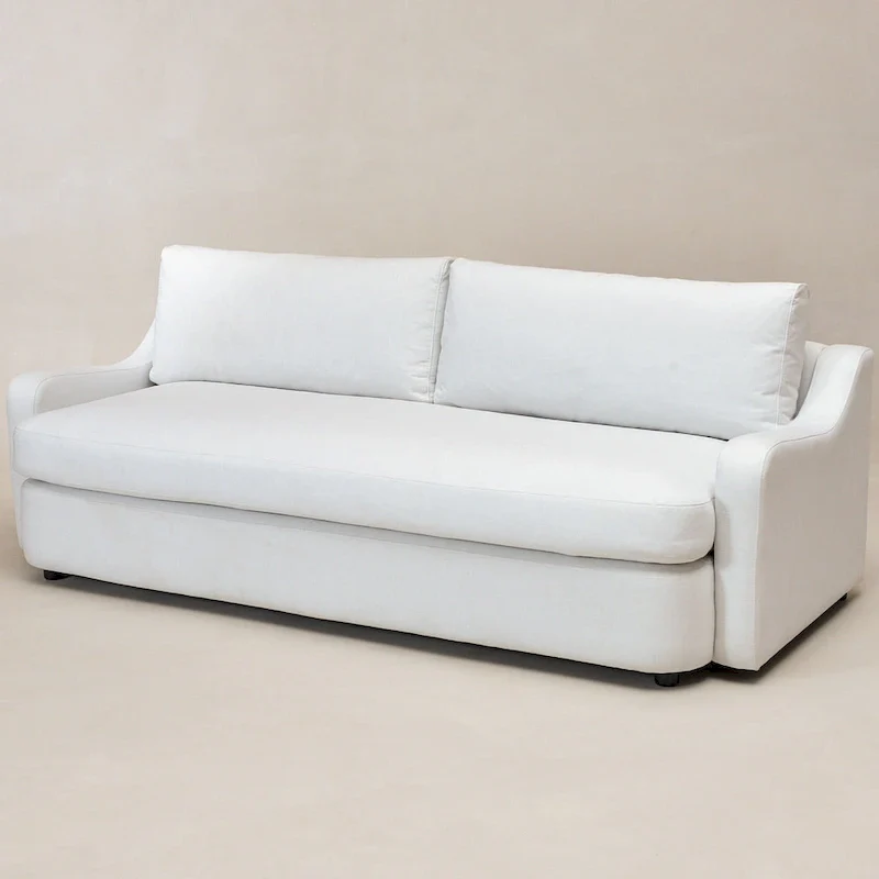 KINWELL 3-Seater Linen Upholstered Deep Seat Sofa with Flippable Cushions, 90 W