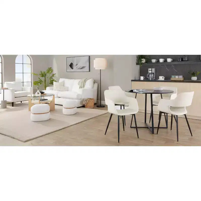 LumiSource Cinch Pouf Ottoman Natural Fabric