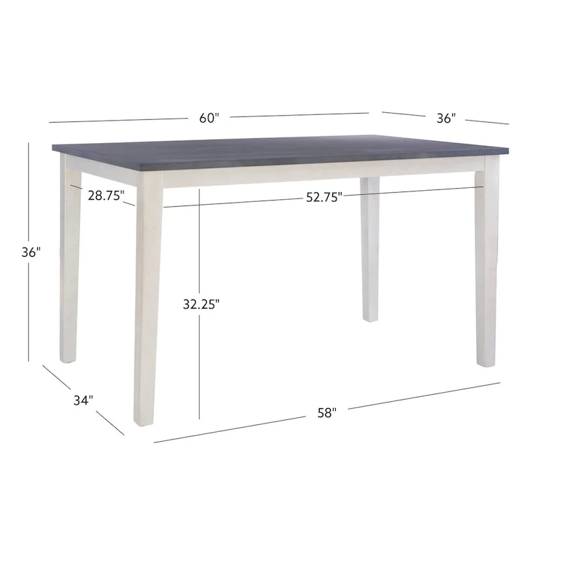 White Acacia Wood Counter Height Dining Table