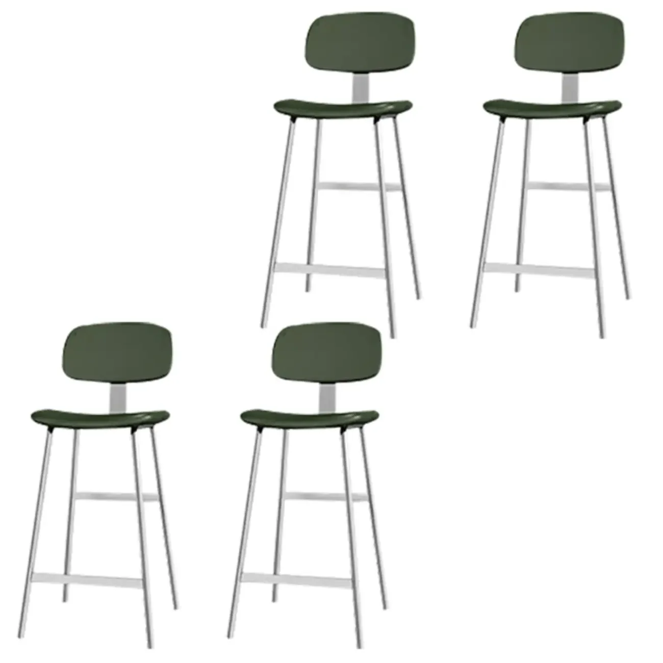 Industrial Faux Leather Metal Frame Bar Stools with Backs